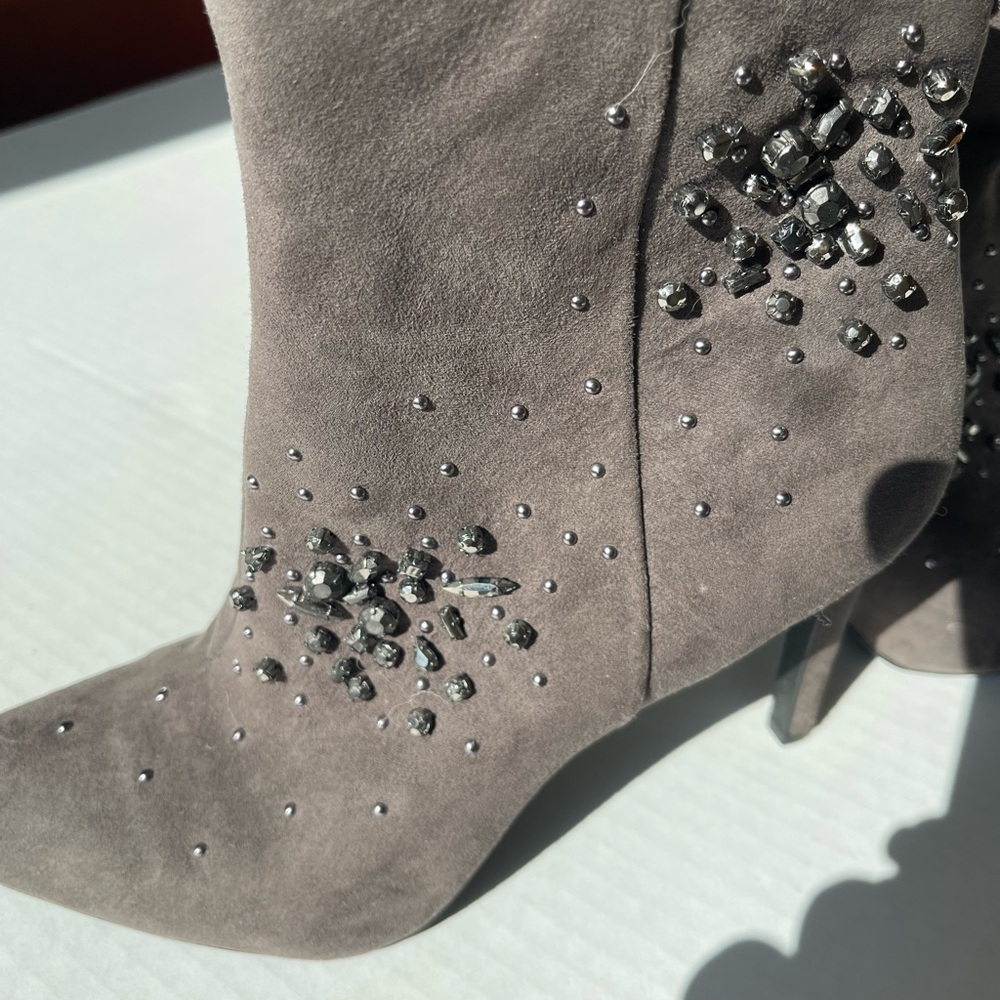 Sam Edelman Gray Embellished Heeled Boots